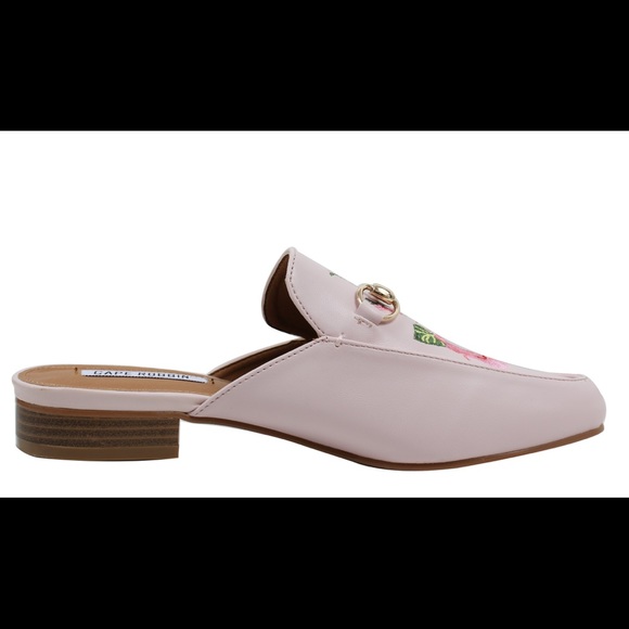 Light Soft Pink Floral Embroidered Slip on Mules - Picture 4 of 5
